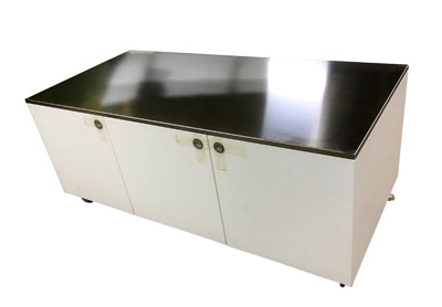 Abr�umtheke mit M�lldurchwurfring rollbar