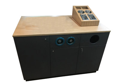 Kaffeepoint f�r Kaffeeautomaten mit Becherauszug, Schubladen und Zubeh�rkasten