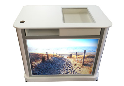 Leuchttheke Schilf mit Vitrinenschublade