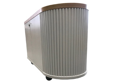 Loungeserie Elversberg Sitzbank mit integrierten Tischen und Theke abschlie�bar und mit Rollen